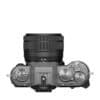 Fujifilm X-T50 mit XC 15-45mm Objektiv, Ansicht von oben, silber.